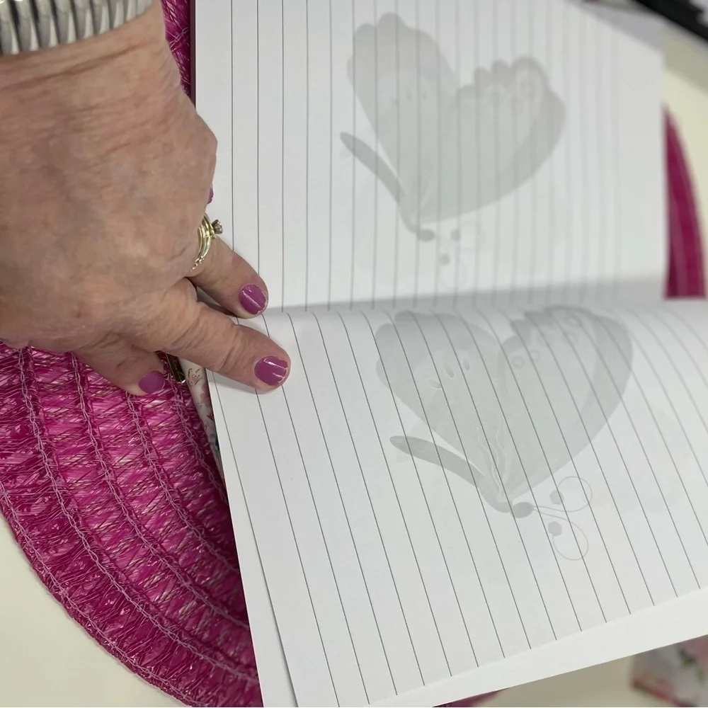 Purple Butterfly Journal with Floral Pen